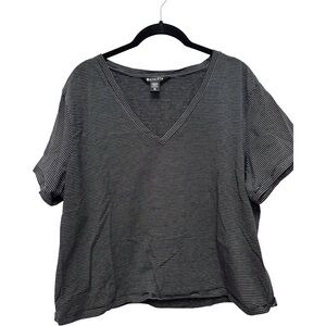 Athleta Black and White Striped Short Sleeve Top